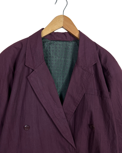 Vintage Double Breasted Patch Pockets Blazer Jacket - Large