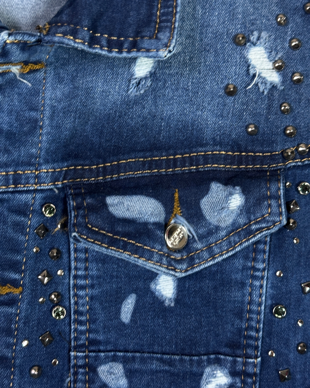 Vintage Mario Morato Studded Denim Vest with Raw Edges