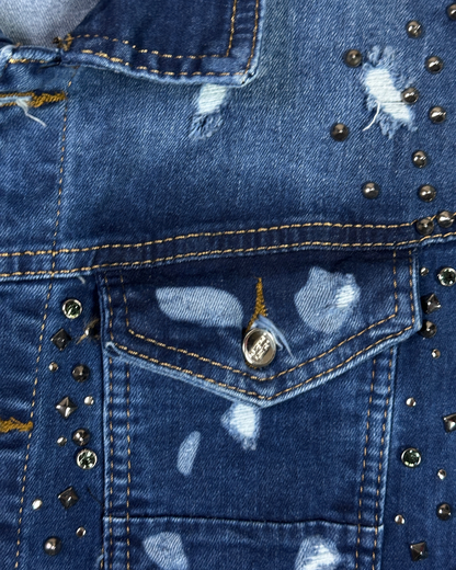 Vintage Mario Morato Studded Denim Vest with Raw Edges