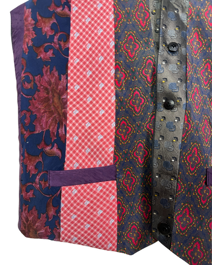Retied Upcycled Neckties Vest - Medium