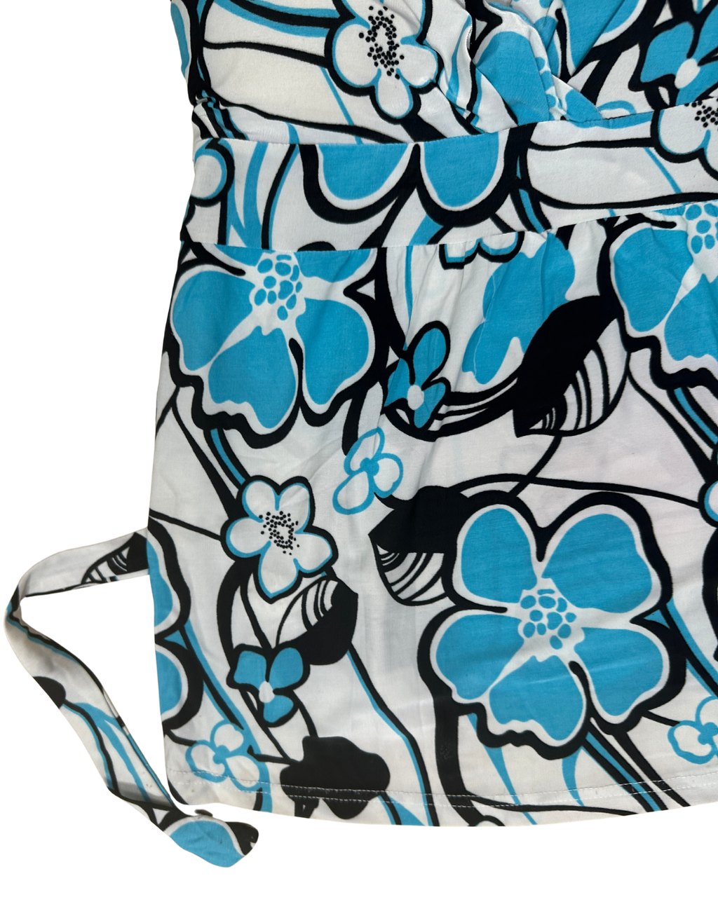 Y2K Blue Tropical Floral Padded Cami Top w/ Back Tie - Small