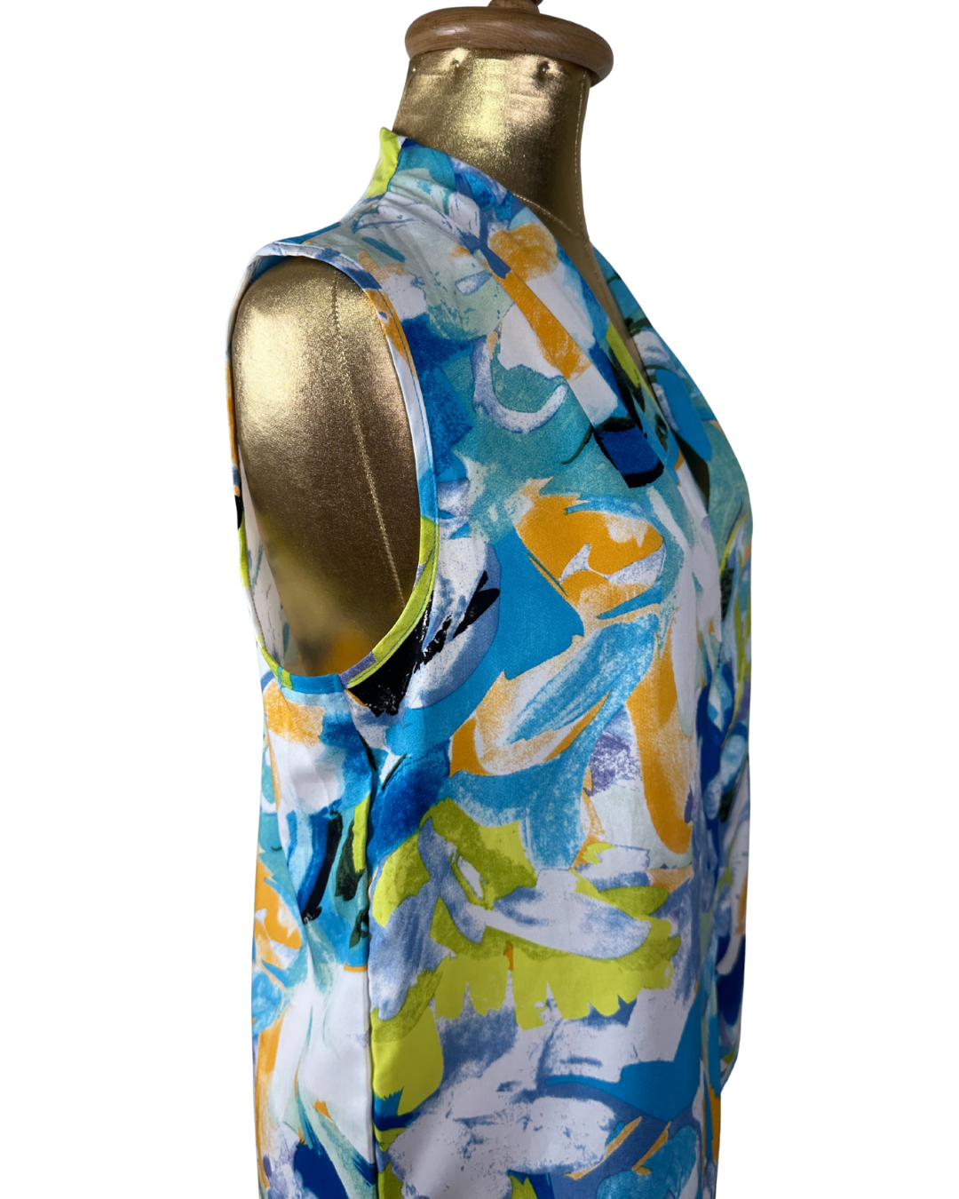 Emery Rose Abstract Floral Sleeveless Blouse - Medium