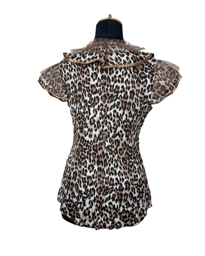 Sheer Ruffled Animal Print Blouse