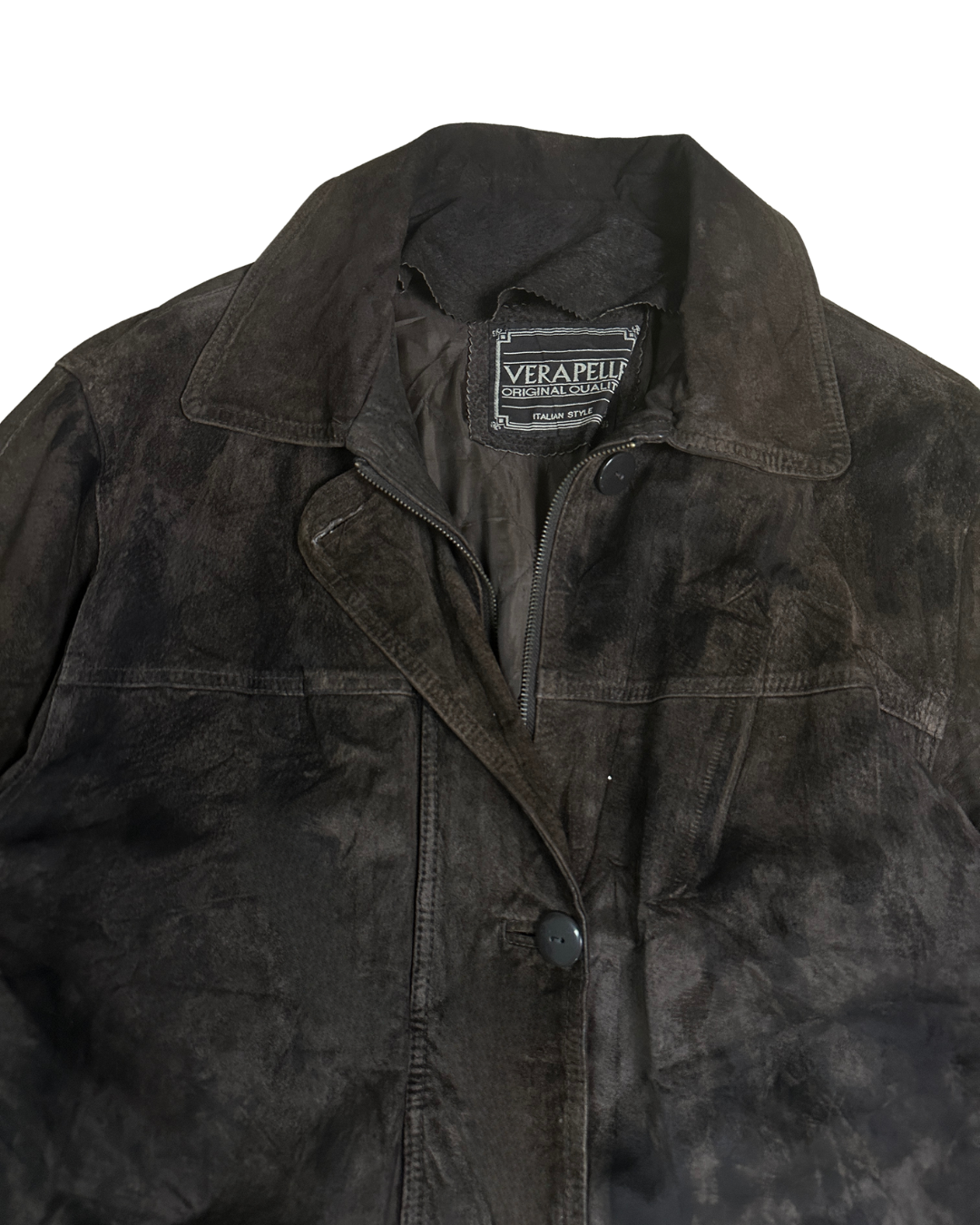 Vintage Genuine Suede Leather Brown Jacket XL
