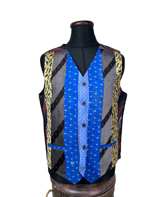 Retied Golfing Theme Upcycled Vest - XL