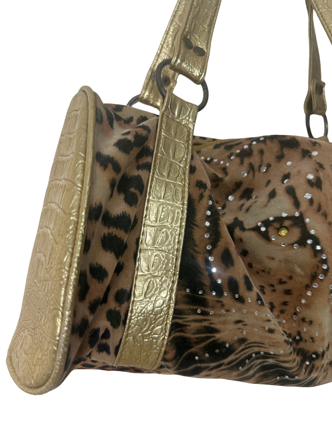 Vintage Y2K Rhinestone Leopard Print Shoulder Bag