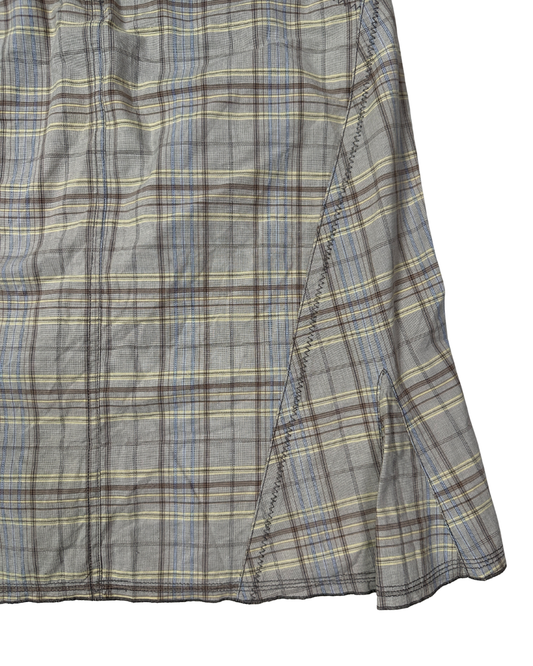 Plaid A-Line Midi Skirt with Front Pockets and Back Pockets