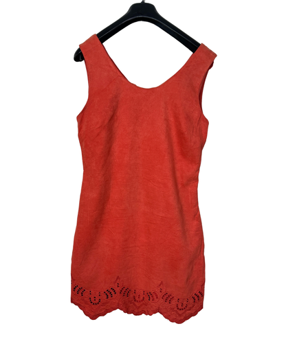 Miss Captain Suede Embroidered Hem Dress Small