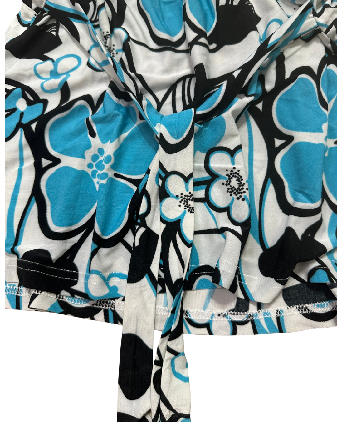 Y2K Blue Tropical Floral Padded Cami Top w/ Back Tie - Small