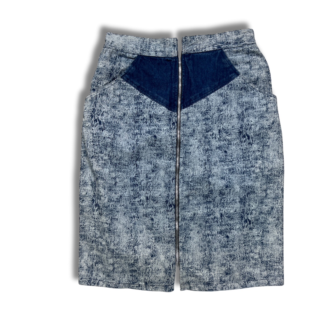 Vintage 80s Acid Wash Denim Pencil Skirt