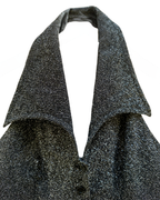 Glittery Open Back Button-Up  Halter Top