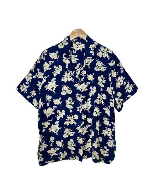Floral Navy Shirt 2XL