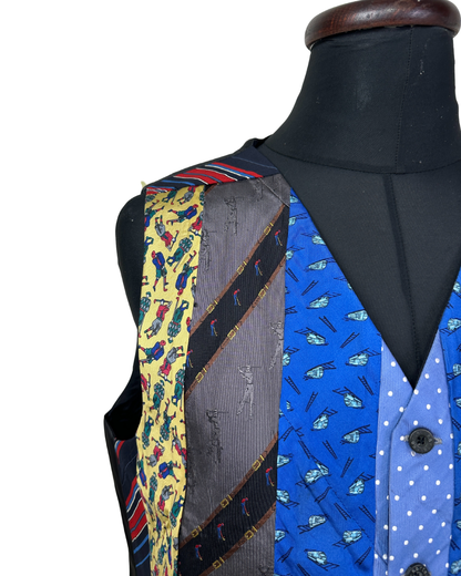 Retied Golfing Theme Upcycled Vest - XL