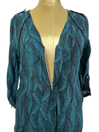 Warehouse Leaf Pattern Half-Zip Blouse - Medium