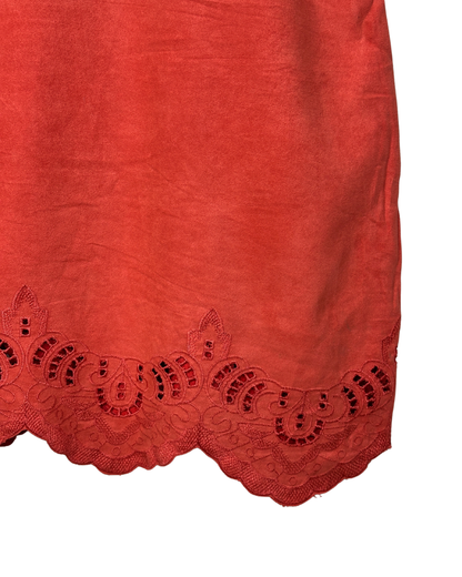 Miss Captain Suede Embroidered Hem Dress Small