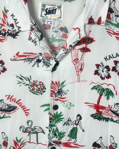 Tribal Patterned Hawaiian Shirt Small