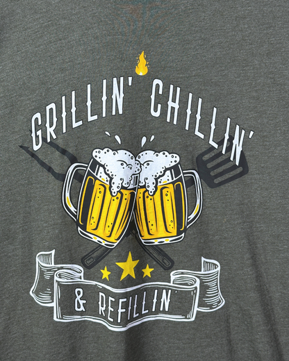 Grillin' Chillin' n Refillin' Graphic T-Shirt XL