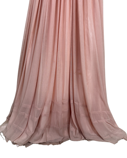 Pink Evening Gown with Sheer Beaded Bodice & Back