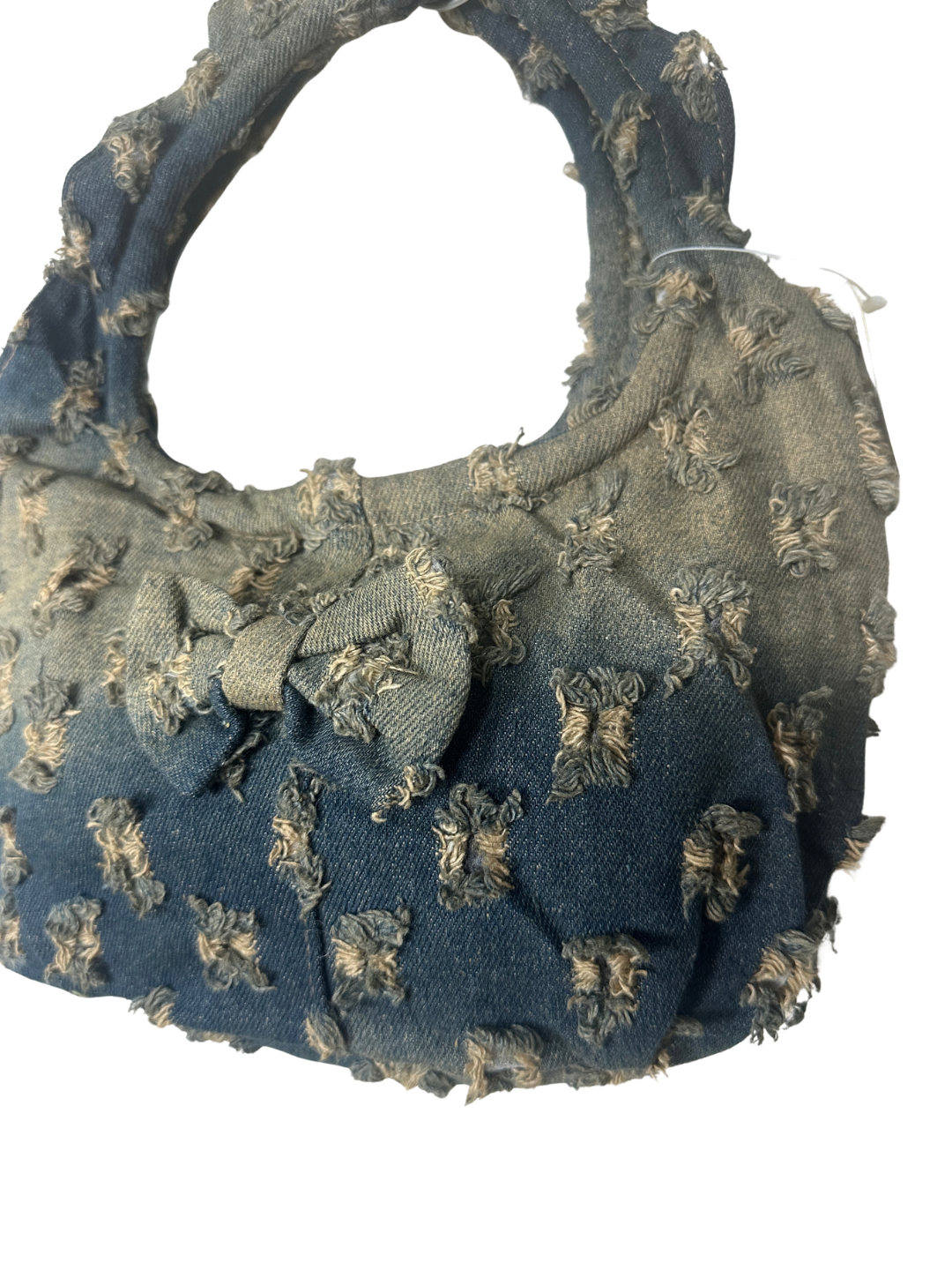 Y2K Distressed Denim Mini Bag with Bow Detail