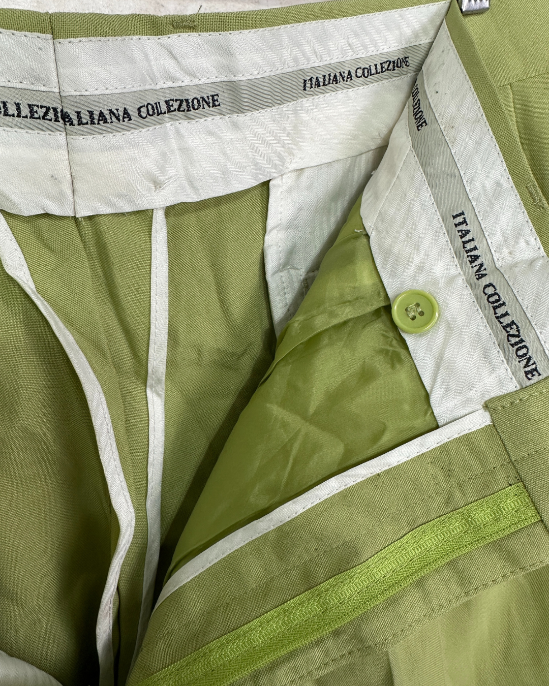 Lucci Collezione Green Pleated Dress Pants - Men's 40W