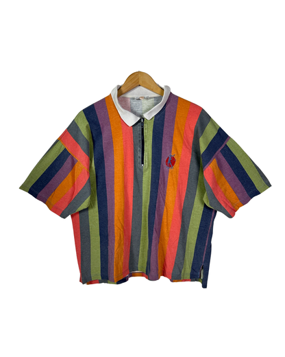 Vintage 90s Reebok Striped Polo Shirt Large