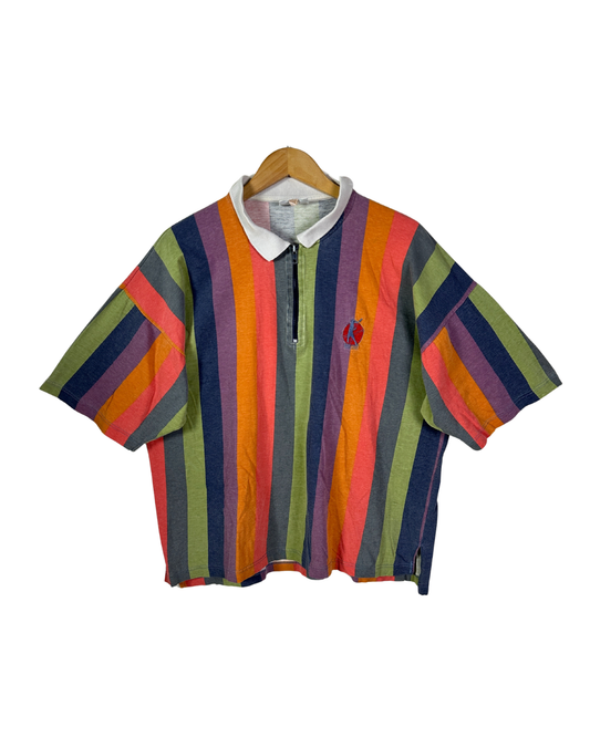 Vintage 90s Reebok Striped Polo Shirt Large