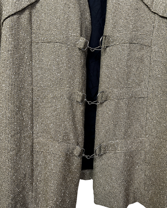 Vintage Metallic Woven Women's Evening Jacket – Hook Closure