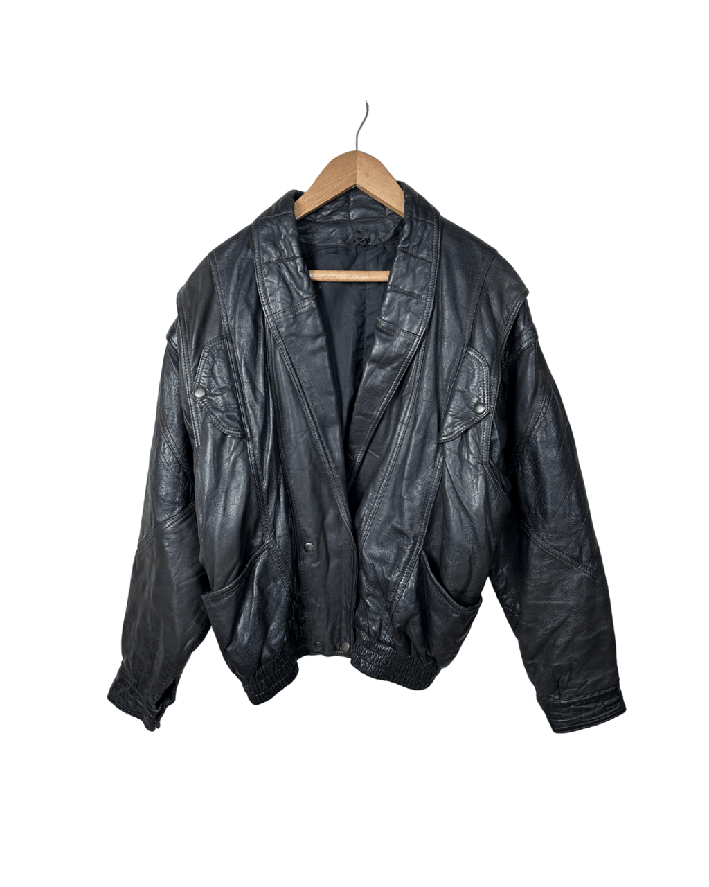 2in1 Vintage Black Leather Convertible Jacket & Vest (Removable Sleeves) - Funkify