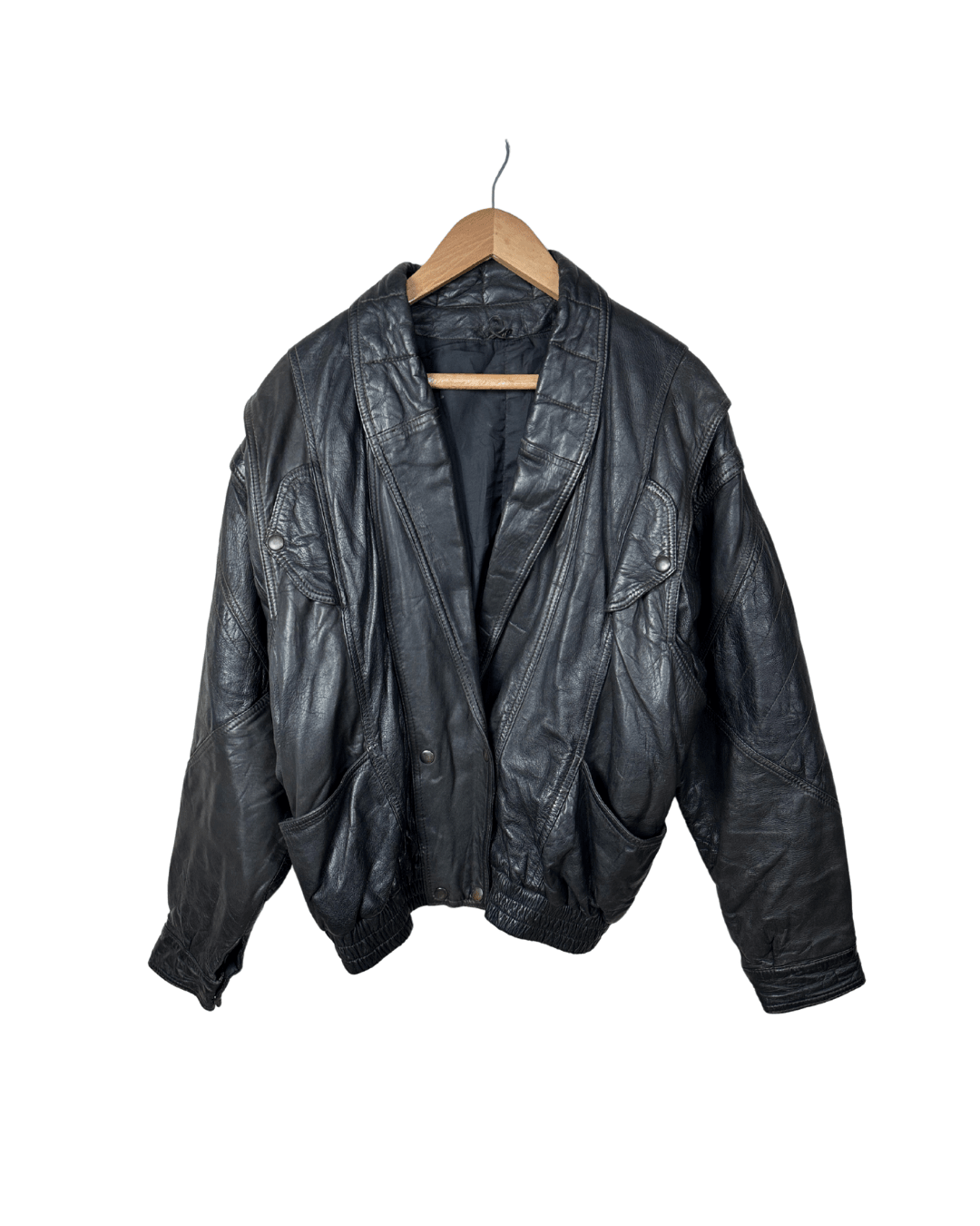 2in1 Vintage Black Leather Convertible Jacket & Vest (Removable Sleeves) - Funkify
