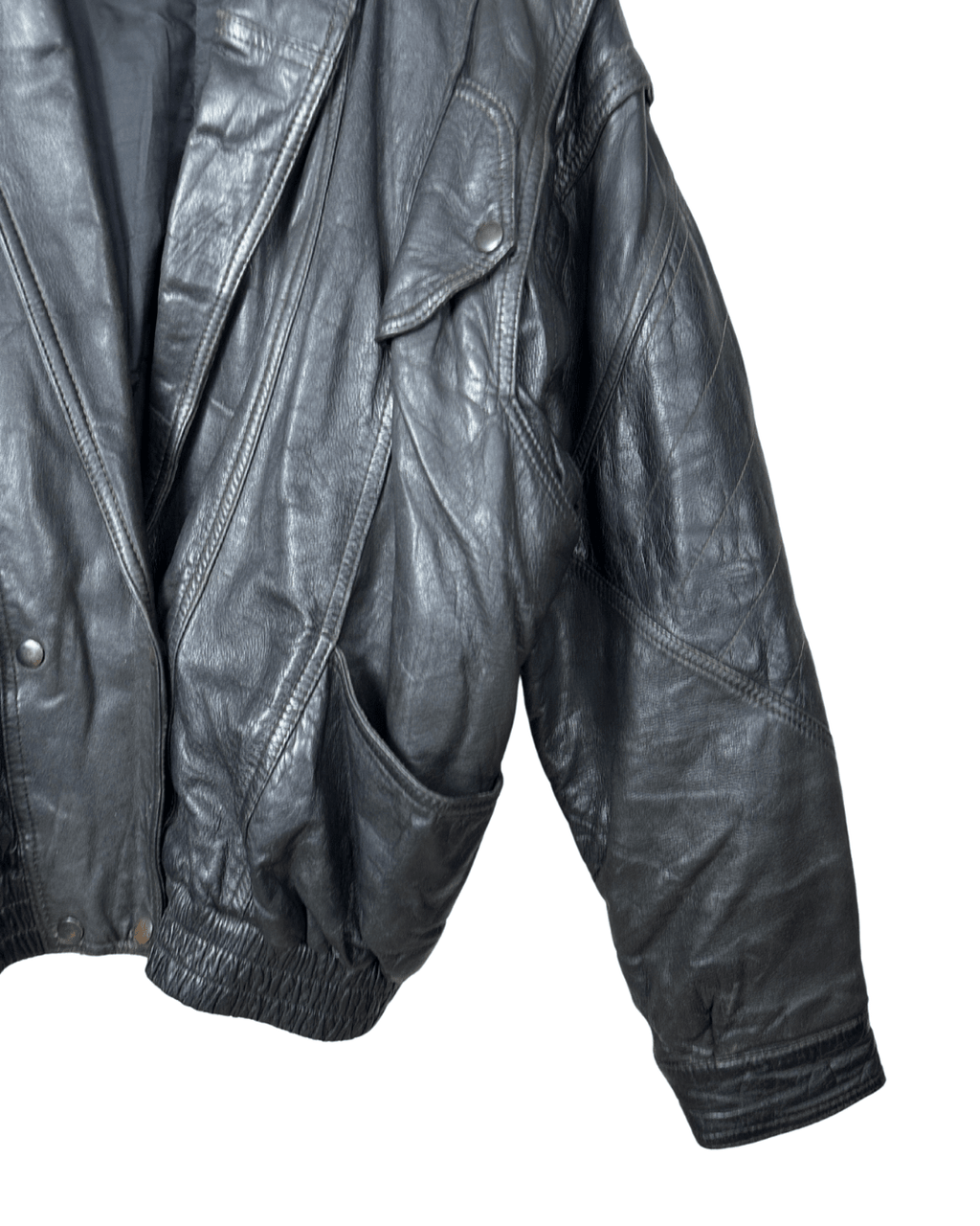 2in1 Vintage Black Leather Convertible Jacket & Vest (Removable Sleeves) - Funkify