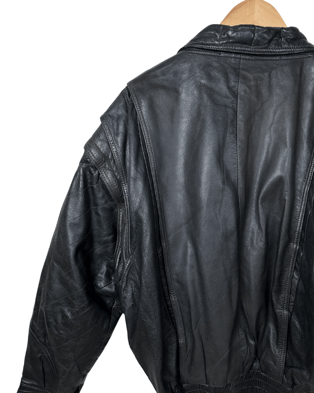 2in1 Vintage Black Leather Convertible Jacket & Vest (Removable Sleeves) - Funkify