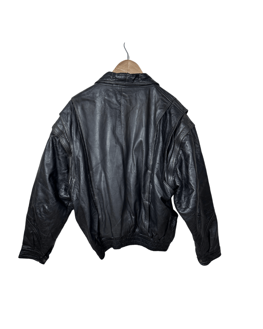 2in1 Vintage Black Leather Convertible Jacket & Vest (Removable Sleeves) - Funkify