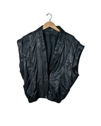2in1 Vintage Black Leather Convertible Jacket & Vest (Removable Sleeves) - Funkify
