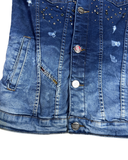 Vintage Mario Morato Studded Denim Vest with Raw Edges
