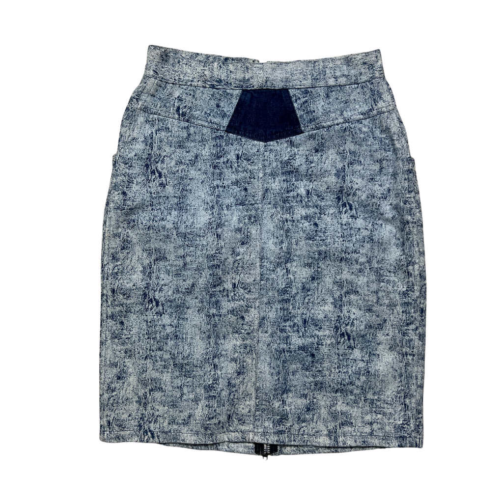 Vintage 80s Acid Wash Denim Pencil Skirt