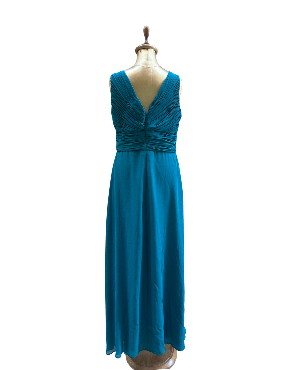 Crystal Breeze Teal Ruched V-Neck Maxi Dress