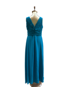 Crystal Breeze Teal Ruched V-Neck Maxi Dress