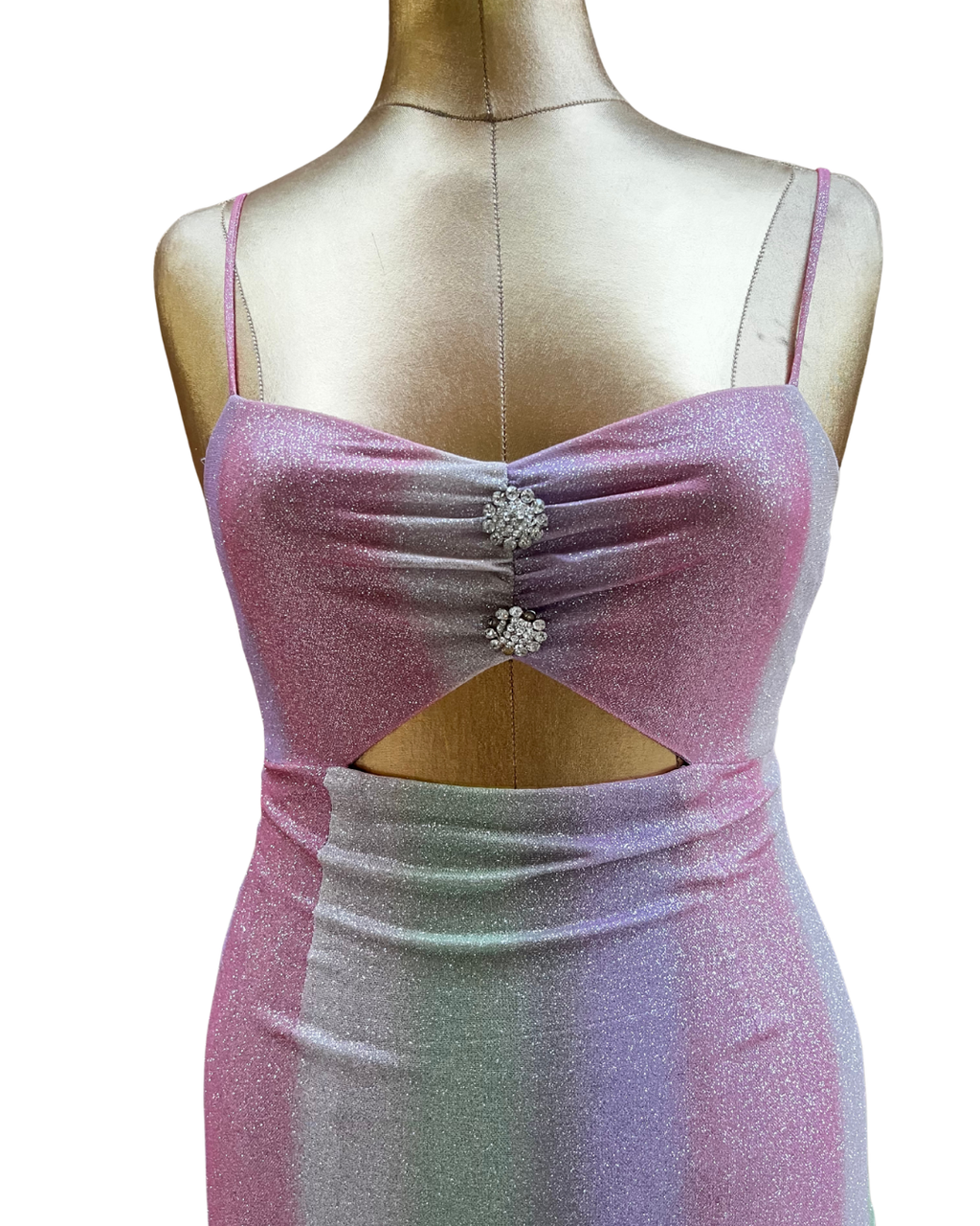 Pomelo Pastel Glitter Cut-Out Mini Dress - Small