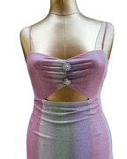 Pomelo Pastel Glitter Cut-Out Mini Dress - Small