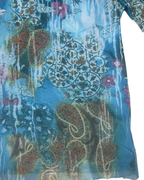 Y2K Abstract Floral Paisleyop with Embroidered Trim