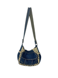 Y2K Grunge Denim Shoulder Bag with Grommet Details