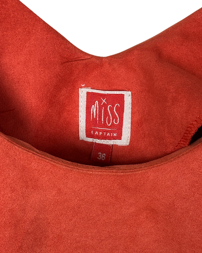 Miss Captain Suede Embroidered Hem Dress Small