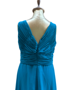 Crystal Breeze Teal Ruched V-Neck Maxi Dress
