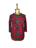 Vintage Red Tartan Plaid Ruffled Blouse - Small