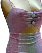 Pomelo Pastel Glitter Cut-Out Mini Dress - Small