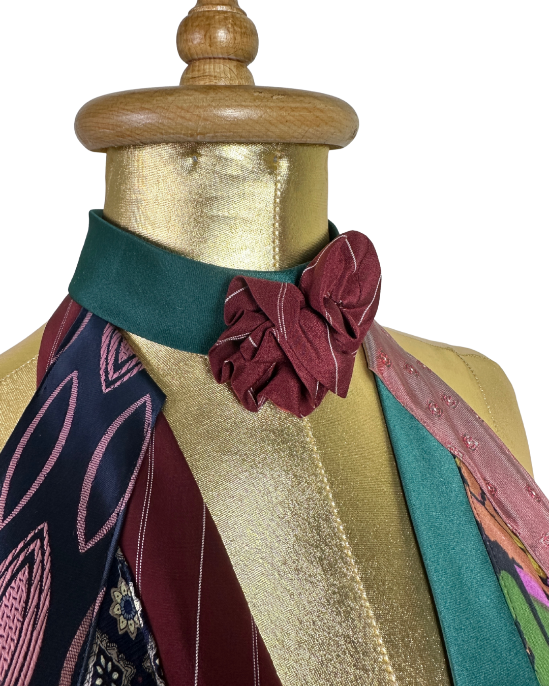 Handmade Upcycled Necktie Halter Vest Top w/ Corset Back & Choker - Medium to XL