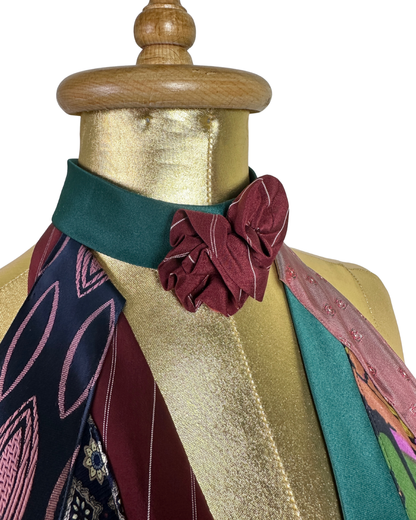Handmade Upcycled Necktie Halter Vest Top w/ Corset Back & Choker - Medium to XL