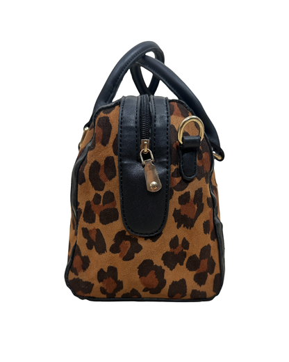 Vintage Leopard Print Medium Boston Handbag