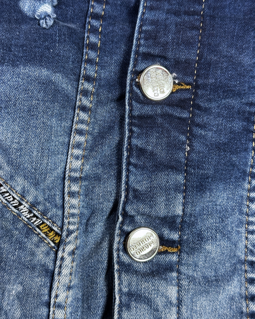 Vintage Mario Morato Studded Denim Vest with Raw Edges