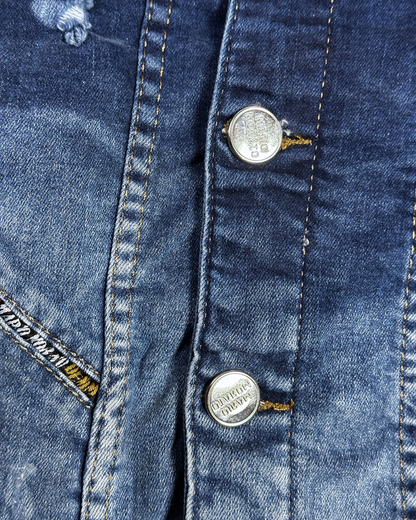 Vintage Mario Morato Studded Denim Vest with Raw Edges